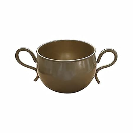 Kraft Seeds Presents Premium Range Metal Planter Cup with 2 Handles and a Drainage Hole Stylish Round with Antique Look