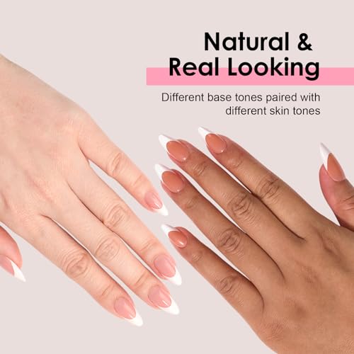 Canvalite French Tip Press on Nails Gel Nail Tips - 300Pcs Pre-Colored Quick and Easy Press on Nails Almond Fake Nails with Designs DIY Nail Extensions Valentines Day Gifts for Her, Pink White - Image 6
