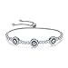 WOSTU Women Evil Eye Protection Bracelets 925 Sterling Silver White Gold Plated Adjustable Bracelets