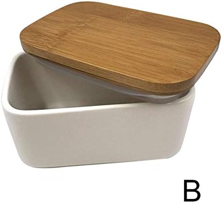 yangGradel Square Ceramic Butter Container Airtight Simple Butter Keeper with Lid Kitchen Storage