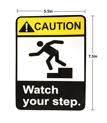 eSplanade Caution Watch Your Step Warning Sign Sticker Decal - Easy to Mount Weather Resistant Long Lasting Ink (Size -7.5"x5.5") - Thumbnail 2