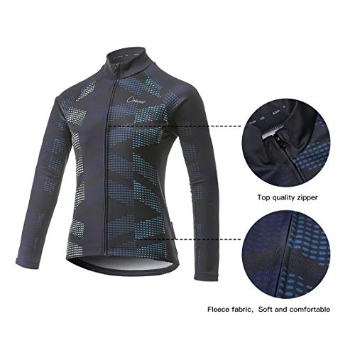 CATENA Women's Cycling Jersey Thermal Shirt Top Autumn and Winter Long Sleeve Bicycle Jacket Blue