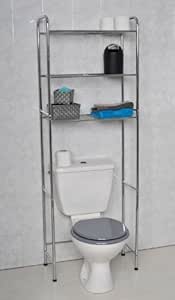 Mueble para baño WC de metal cromado con 3 estanterías