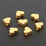 30PCS Silver/Gold Heart European Small Hole Spacer Beads Fits DIY Handmade Charms Bracelets Accessories (Gold)