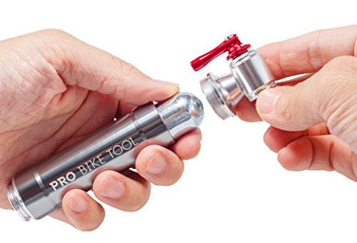 [- CO2 Inflator with Cartridge Storage Canister by Pro Bike Tool - Quick, Easy and Safe - For Prest
