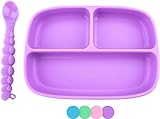 OBB 3-Section Silicone Baby Plate with Suction Cup Base (Purple)