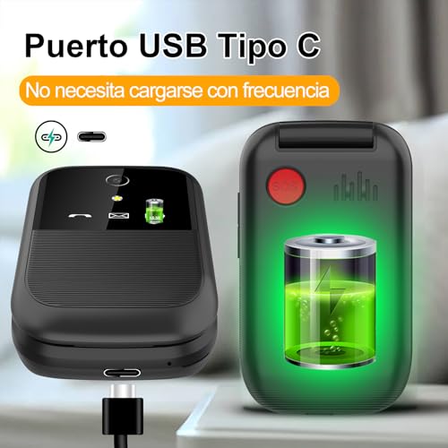 YEEMOVIL F15 - Teléfono Celular 4G con Tapa para Adultos Mayores, Botones Grandes, Botón SOS, Dual SIM, Bluetooth, Batería de Larga Duración (Negro)