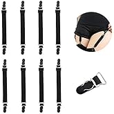 WILLWIN Adjustable Stocking Clip Elastic Double-way Thigh High Suspenders Duckbill Buckle Non-slip Garter Socks Belt Fastener Straps Shirt Holder Locking Clamps For Sexy Women 8 Pcs