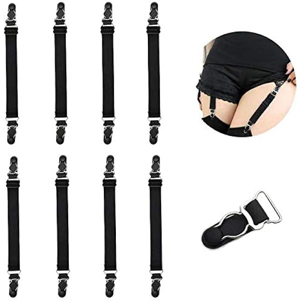 WILLWIN Multifunction Elastic Stocking Clips Suspenders Garter Belt for  Girdles Corset Straps Adjustable Leg Garter Girdles Fasteners Keep Your  Lingerie Corset Snag on 8Pcs Black at Amazon Women's Clothing store