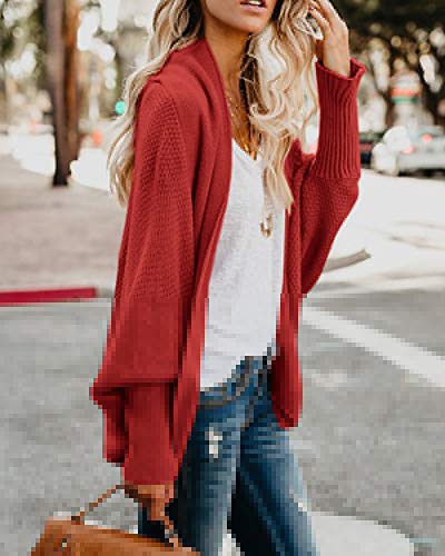 Imily Bela Women S Kimono Batwing Cable Knitted Slouchy Oversized Wrap Cardigan Sweater Red Orange Pricepulse