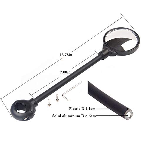 Eyours Aluminum Alloy Flexible Handlebar Bike Mirror, Safe Rearview Mirror, Bicycle Convex Lense Mirror, Easy Adjustment and Shatter Resistant