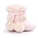LIVEBOX Infant Toddlers Baby Girls' Soft Sole Anti-Slip Bow Mid Calf Warm Winter Pom Pom Prewalker Snow Boots With Free Gift Socks (S: 0~6 months, Pink)