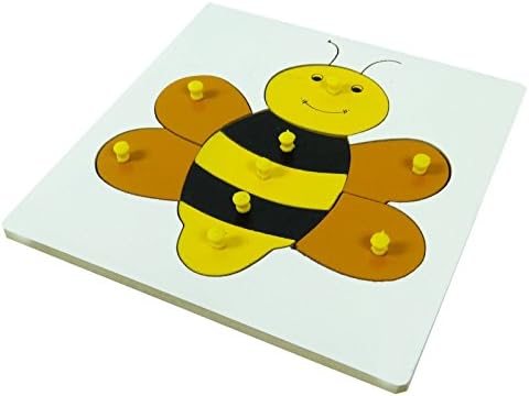 Tinny Multicolor Wooden Honey Bee Peg Puzzle Kids Educational Toy - 9 x 9 Inches