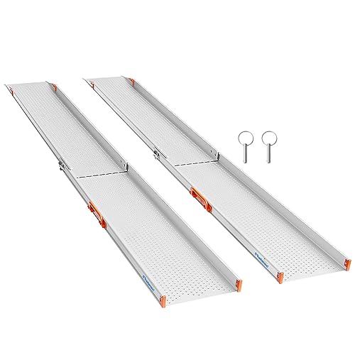Ruedamann 8'L x 11.4" W Aluminum Wheelchair Ramp Wider Design,Holds Up to 800lbs, Perfect for
