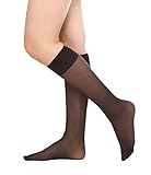 Women's 6 Pack Silky Sheer Knee High trouser socks reinforced toe(black)