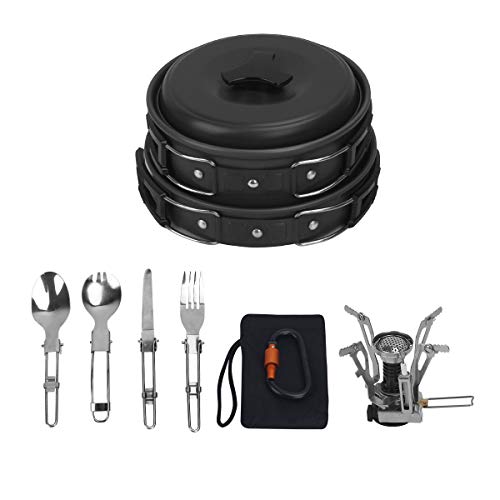 Bisgear 16pcs Camping Cookware Backpacking Stove Mess Kit Camping