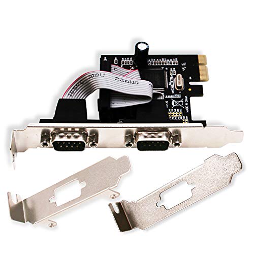 LinksTek 2 Port PCI Express Serial/RS-232/DB9/COM Port Card Adapter with 16C550 UART for Windows CE,XP,Vista,7,8.0,8.1,10(32/64bit) and Linux Systems-PCIE Serial Port Card(PCIE-SE2)