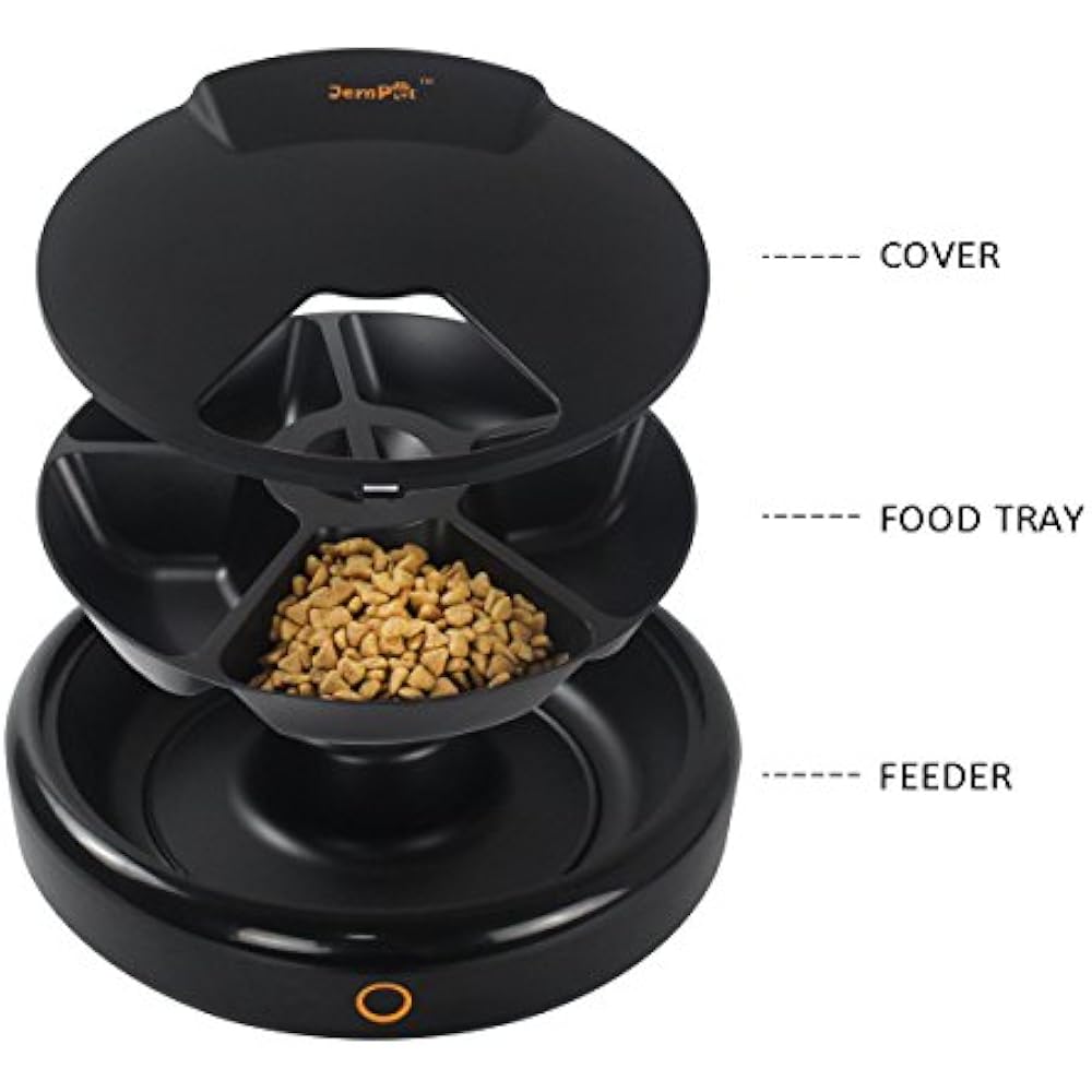 Automatic Feeders Pet Cats Dogs, 5 Meal Trays Dry Wet Food, Dispenser