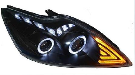 AupTech Ford Focus 2009-2011 Headlight Assembly Angel Eyes Halogen HID LED Projector Headlight Lamp