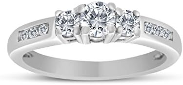 1/2ctw Diamond Three Stone Ring With Side Stones in 10k White Gold