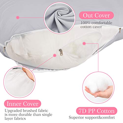 Victostar Pregnancy Pillow,57'' U Shaped Maternity Pillow with Removable Cover Full Body Pillow Support for Back, Hips, Legs, Belly (Gray)