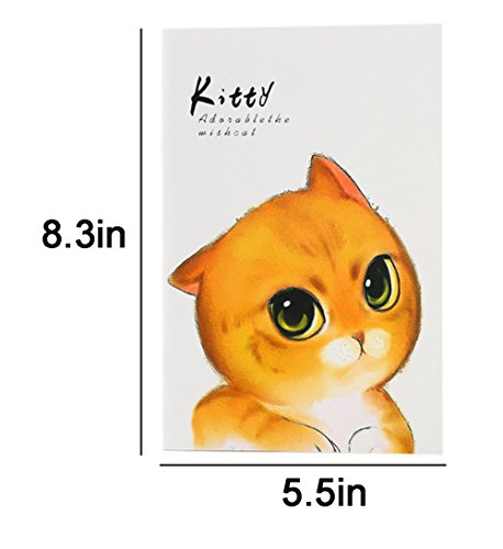 KINGSEVEN 8 Pack Cute Cat Print A5 Notebook Students Stationery Journal Diary Planner Memo Notepad(30 Sheets/Pack) - Thumbnail 6