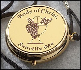 Chalice Body of Christ Sanctify Me Pyx Hospital Communion Church Hosts Gold P