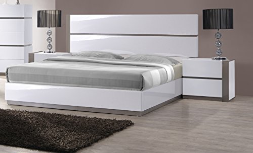 Milan Valencia Gloss White/Grey 4-Piece King Size Bedroom Set