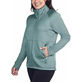 Kirkland Signature Womens Active Full Zip Fleece Jacket with Pockets (Teal Green, L)