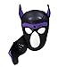 Zhengya Full Face Mask Dog Puppy Hood Leather Helmet Removable Mouth Cosplay Costume Party Props£¨Black&Purple