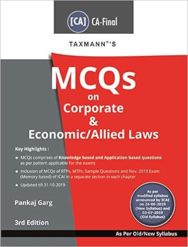 Taxmann's MCQs on Corporate & Economic/Allied Laws (CA-Final-Old/New Syllabus)(3rd Edition January 2020)