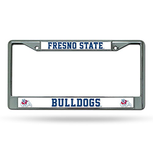NCAA Fresno State Bulldogs Chrome License Plate Frame,12-Inch by 6-Inch,Silver