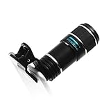 Cellphone Camera Lens, 8X-12X Zoom Manual Focus Telescope Clip-on Camera Lens Removable Telephoto Lens for iPhone 6S, 6, Galaxy S7, S6 (Black)