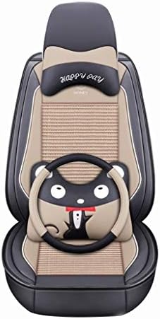 シートクッション 車用 カーシートカバー 5席耐性マットフローパッドの耐久性のある布パッド背面通気性コンフォートレザープロテクタークッションフルセットユニバーサル互換性のあるエアバッグ シートカバー Beige Color 激安特価品