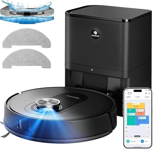 Q8 MAX+ Robot Aspirador y Fregasuelos Potente 8000Pa/200 Min, con Navegación LDS y Auto-Evasión de Obstáculos, 3L Base de Autovaciado, por App/Remoto/Voz, Moqueta/Pelo de Mascotas/Suelos