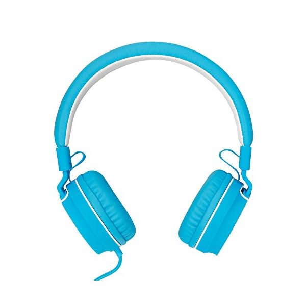 Rockpapa-952-Stereo-Foldable-Headphones-On-Ear-Adjustable-Headband-with-Microphone-for-Kids-Childrens-Adults-Tablet-Computer-Mobile-CDDVD-MP34-White-Blue Rockpapa Kids Headphones, 952 Childrens Headphones, Wired Headphones with Microphone, Foldable, Stereo Sound, 3.5mm Jack…