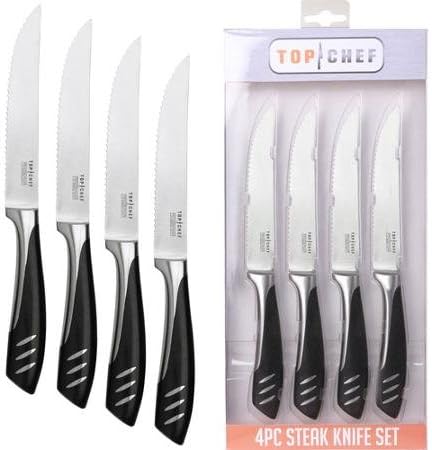 Top Chef 4-Piece Steak Knife Set, Stainless Steel