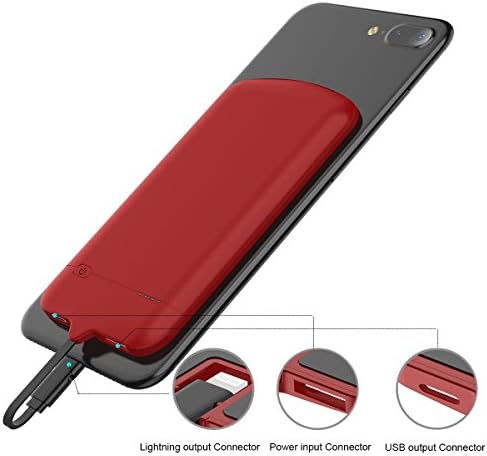 Portable Charger Power Bank with Lightning Cable, 4000mAh For Apple iPhone Battery Case Lightning Input/Output, Portable Phone Charger for iPhone X ,iPhone 8 8 PLUS 7 7 Plus 6s 6 Plus SE (Red)