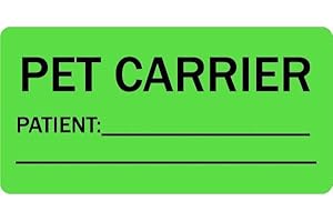 Pet Carrier Patient Name Veterinary Labels - Fluorescent Green, 2” x 1”, 500 Labels/Roll | Veterinary Clinics/Hospitals - Include Patient Name, Breed, Age, & Medical Information | LabelValue Brand