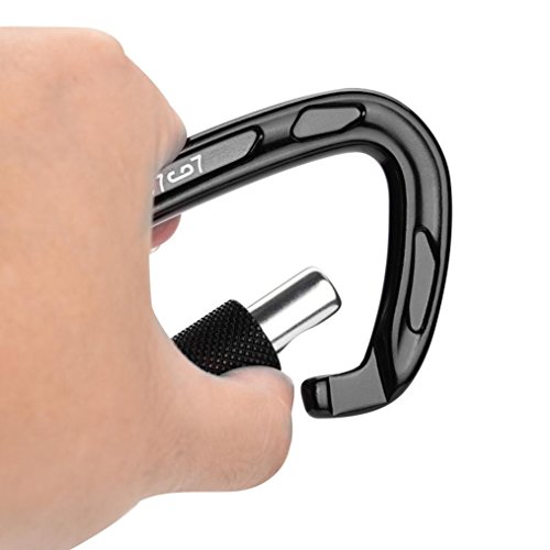 Kintaz D- Shaped Steel Climbing Carabiner(25kn=5600lb),CE Rated Heavy Duty Carabiners For Rock Climbing Rappelling Hiking Hanging Ropes Camping Slack Lines Rigging & Anchoring (Black)