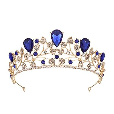 Sodial Blue Bridal Crown Tiaras Fashion Diadem For Women Wedding