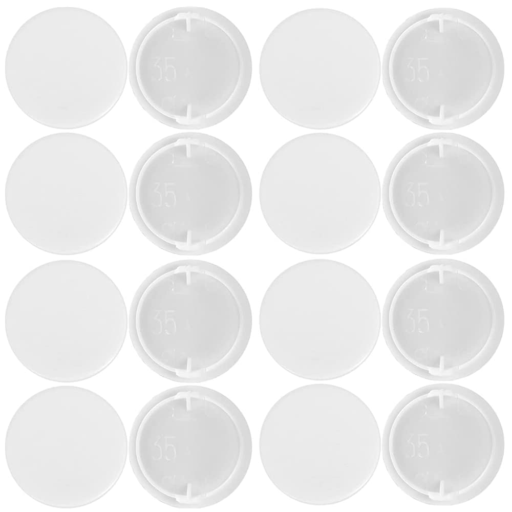 40 Pieces Plastic Hinges Hole Covers Caps, Plastic Hinge Hole Filler Caps White Wall Cupboard Hinge Cover Kitchen Cabinet Blanking Cover for Kitchen Cabinets, 35 MM White