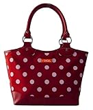 Sachi Fashion Insulated Lunch Bag, Burgundy with White Dots