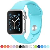 Apple Watch Band, GKKIOO Soft Silicone Replacement Sport Band for 42mm Apple Watch Models (3 Pieces of Bands Included for 2 Lengths, Not Fit 38mm version 2015) (Light Blue)