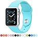 Apple Watch Band, GKKIOO Soft Silicone Replacement Sport Band for 42mm Apple Watch Models (3 Pieces of Bands Included for 2 Lengths, Not Fit 38mm version 2015) (Light Blue)