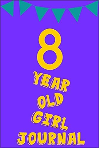 8 Year Old Girl Journal Purple Yellow Balloons Banner Eight 8
