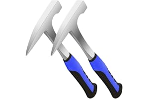 A PEERLESS SHOVEL 2 Pack Rock Pick Hammer,21oz All Steel Geologist Hammer with Pointed Tip,Drop Forged Masonry Hammer with Non-Skid Handle,Geologist Hammer for Mining,Rock Hounding,masonry,fossil excavation