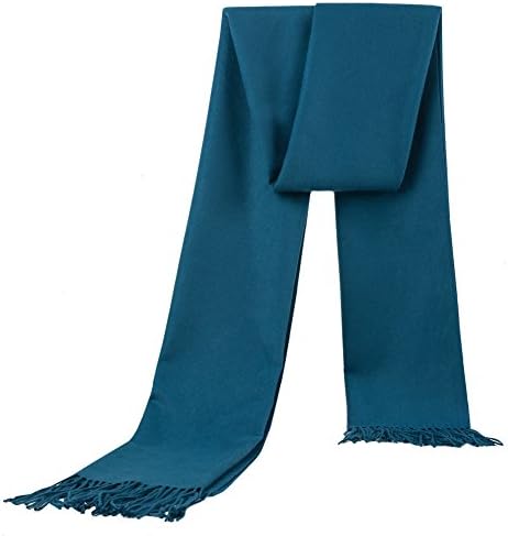Ysiop Men Women Winter Cotton Solid Scarf Cashmere Feel Shawls and Wraps Blue