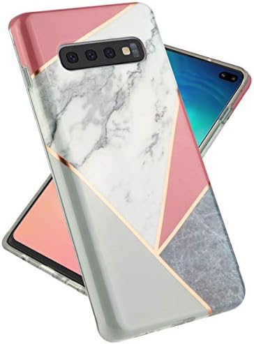 LOVEMECASE Galaxy S10 Plus Case, Marble Design Bumper Clear Full-Body Glitter Protective Case for Galaxy S10 Plus/S10+(2019 Release)(6.4inch) (Grey Pink Marble)