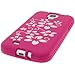 iGadgitz Pink & White Flowers Silicone Skin Case Cover for Samsung Galaxy S4 IV I9500 Android Smartphone Cell Phone + Screen Protector